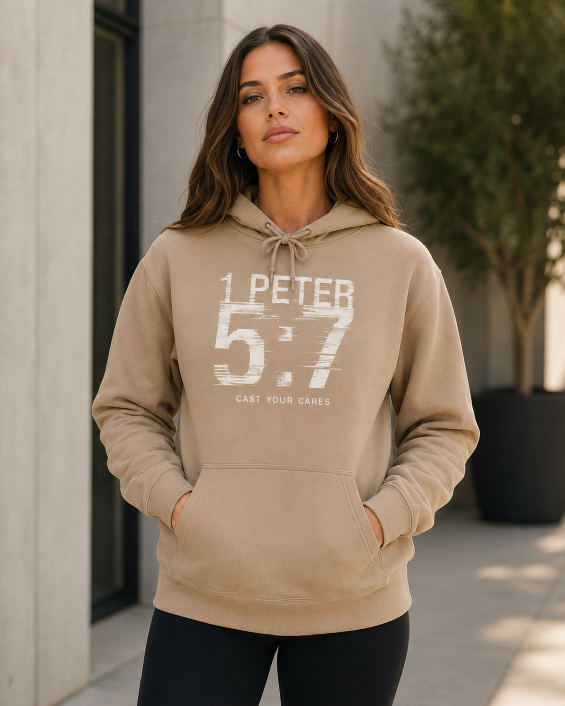 Christian Hoodie | 1 Peter 5:7 Hoodie | Cast Your Cares Sweatshirt | Heavyweight Faith Streetwear Hoodie | Minimalist Christian Gift