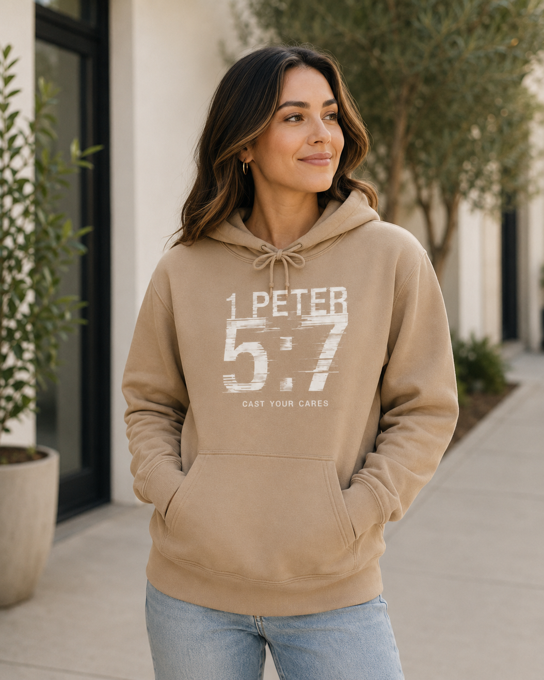 Christian Hoodie | 1 Peter 5:7 Hoodie | Cast Your Cares Sweatshirt | Heavyweight Faith Streetwear Hoodie | Minimalist Christian Gift