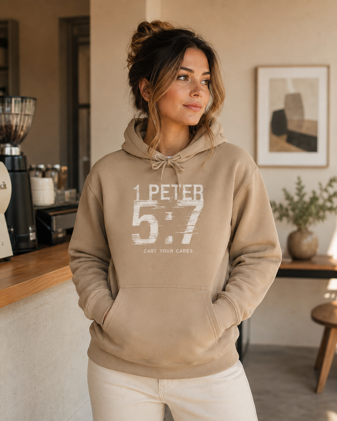 Christian Hoodie | 1 Peter 5:7 Hoodie | Cast Your Cares Sweatshirt | Heavyweight Faith Streetwear Hoodie | Minimalist Christian Gift