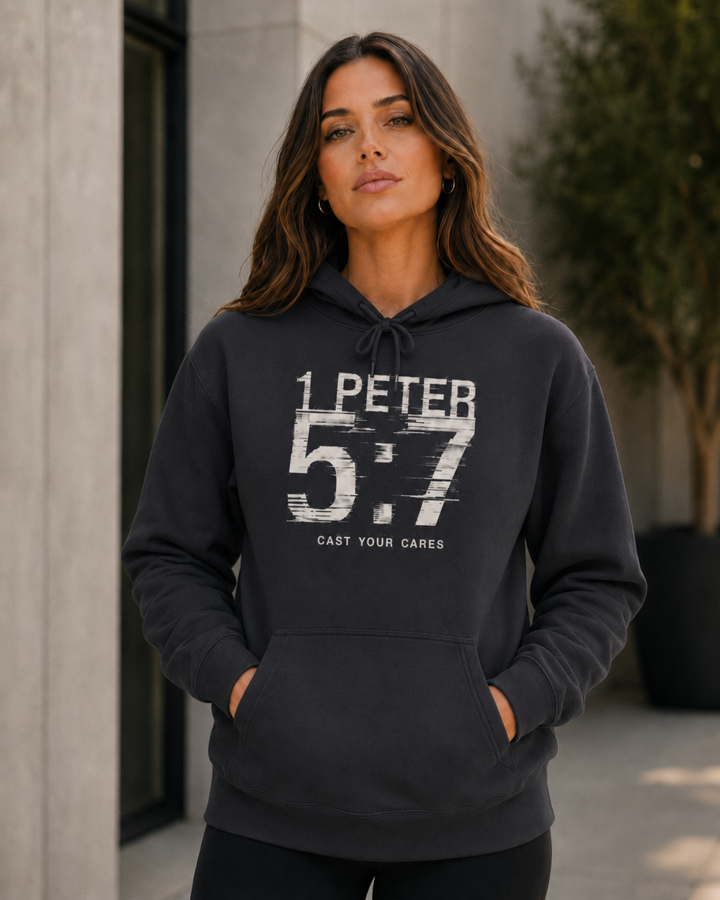Christian Hoodie | 1 Peter 5:7 Hoodie | Cast Your Cares Sweatshirt | Heavyweight Faith Streetwear Hoodie | Minimalist Christian Gift
