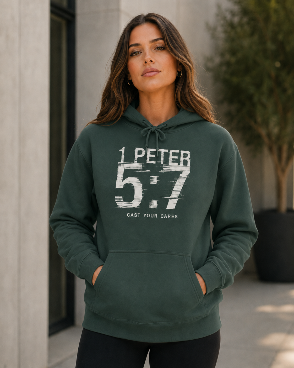 Christian Hoodie | 1 Peter 5:7 Hoodie | Cast Your Cares Sweatshirt | Heavyweight Faith Streetwear Hoodie | Minimalist Christian Gift