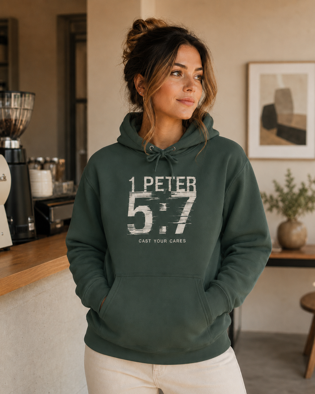 Christian Hoodie | 1 Peter 5:7 Hoodie | Cast Your Cares Sweatshirt | Heavyweight Faith Streetwear Hoodie | Minimalist Christian Gift