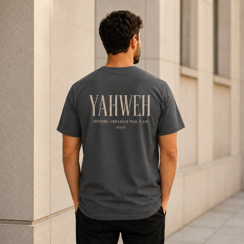 YAHWEH Christian Shirt, John 8:58 Garment Dyed Scripture Tee
