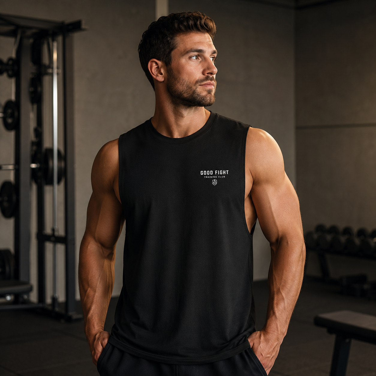Good Fight Training Club Tank, Christian Gym Tank, 1 Timothy 6:12 Shirt, Faith Workout Shirt, Bible Verse Muscle Tank, Mens Activewear