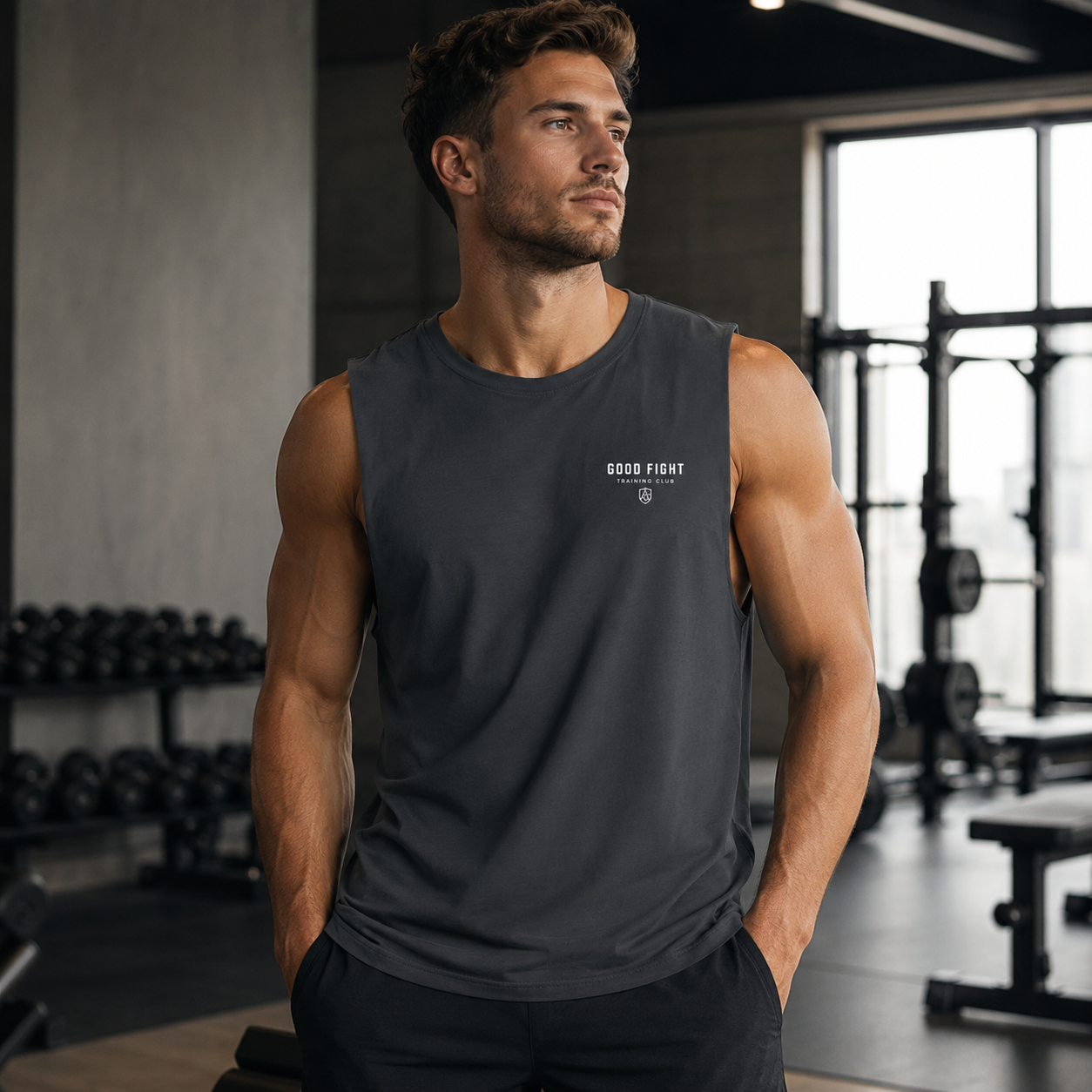 Good Fight Training Club Tank, Christian Gym Tank, 1 Timothy 6:12 Shirt, Faith Workout Shirt, Bible Verse Muscle Tank, Mens Activewear