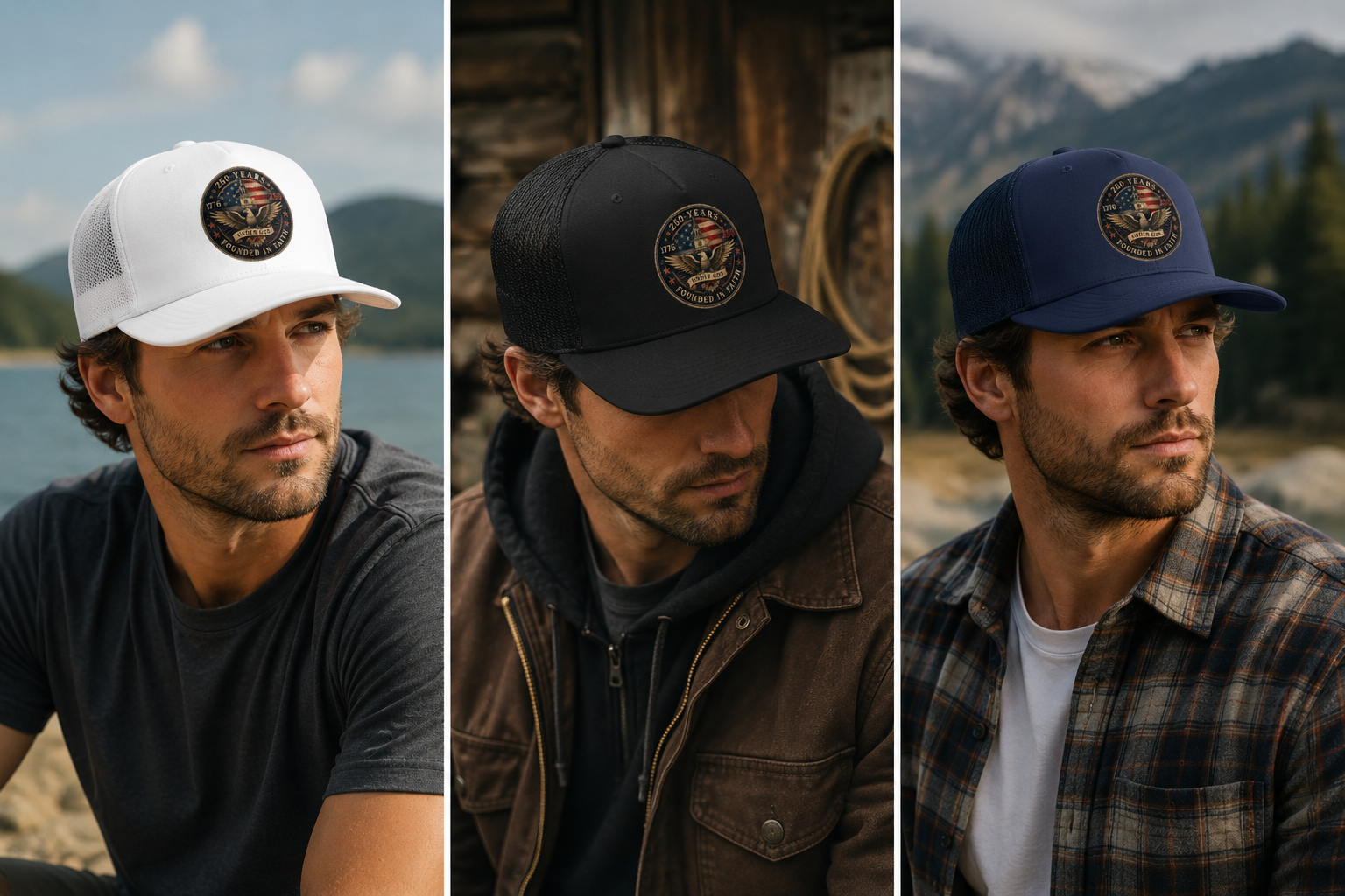 Founded in Faith Trucker Hat, Patriotic Christian Hat, Under God Hat, 1776 Cap, 250 Years Hat, Fourth of July Snapback