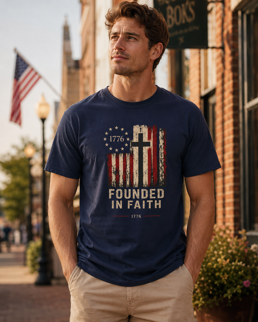 Founded in Faith Christian Patriotic Shirt, America 250 Faith Tee, Fourth of July Shirt, Vintage Americana Graphic Tee