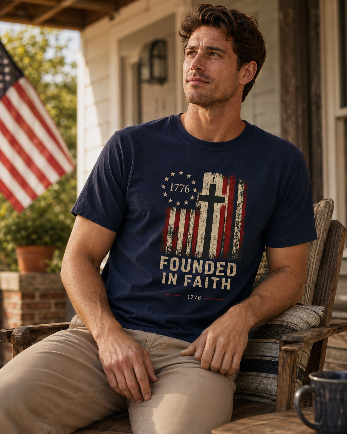 Founded in Faith Christian Patriotic Shirt, America 250 Faith Tee, Fourth of July Shirt, Vintage Americana Graphic Tee
