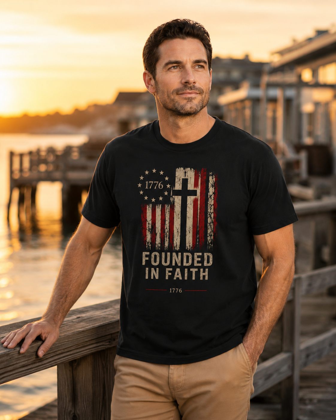 Founded in Faith Christian Patriotic Shirt, America 250 Faith Tee, Fourth of July Shirt, Vintage Americana Graphic Tee