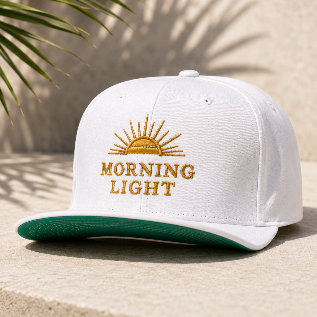 Morning Light Hat, Christian Embroidered Cap, Faith Sunrise Hat, Minimalist Christian Hat, Scripture Inspired Apparel, Unisex Flat Bill Cap