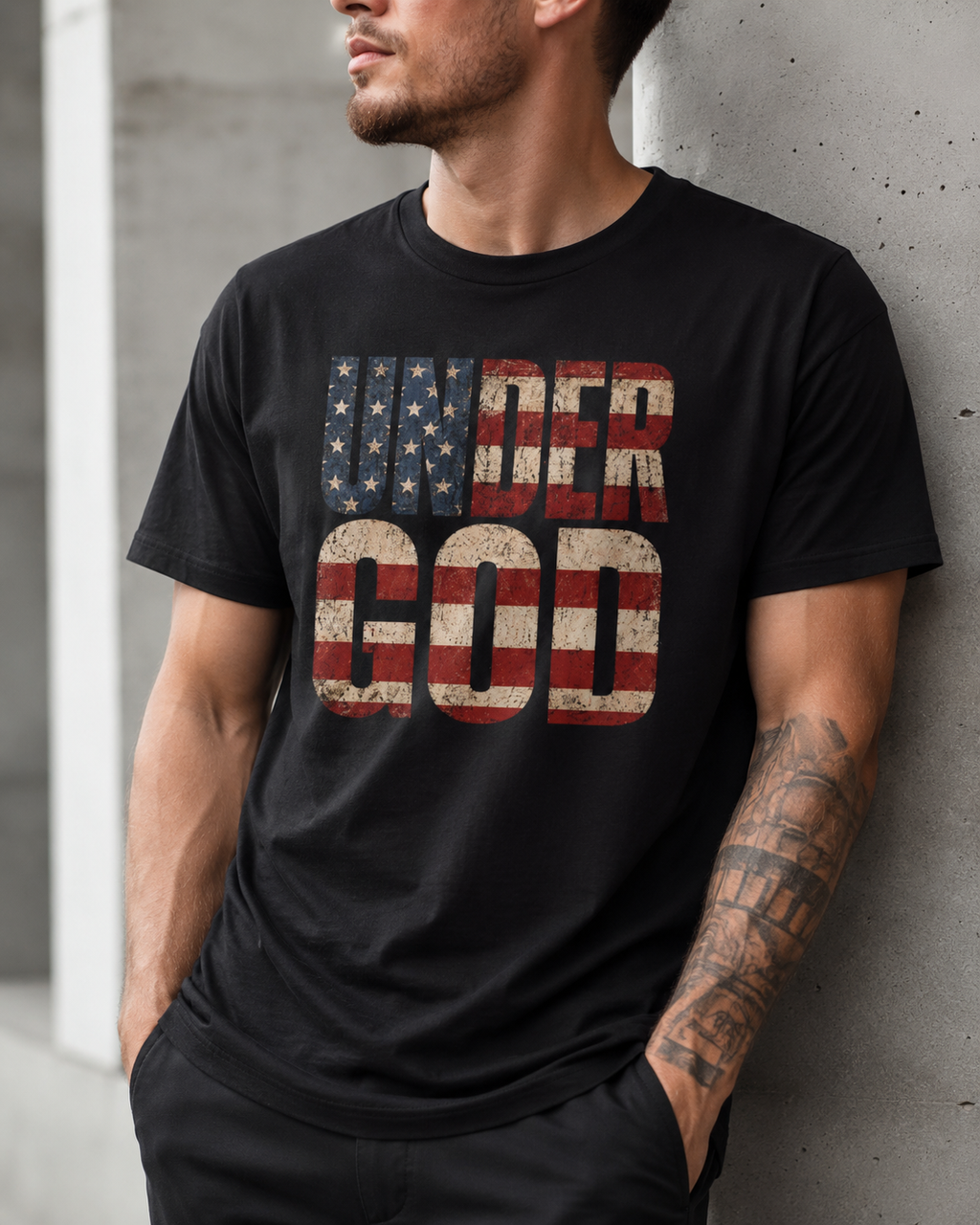 Under God Shirt, Patriotic Christian Tee, Faith Freedom Flag Shirt, Christian America Shirt