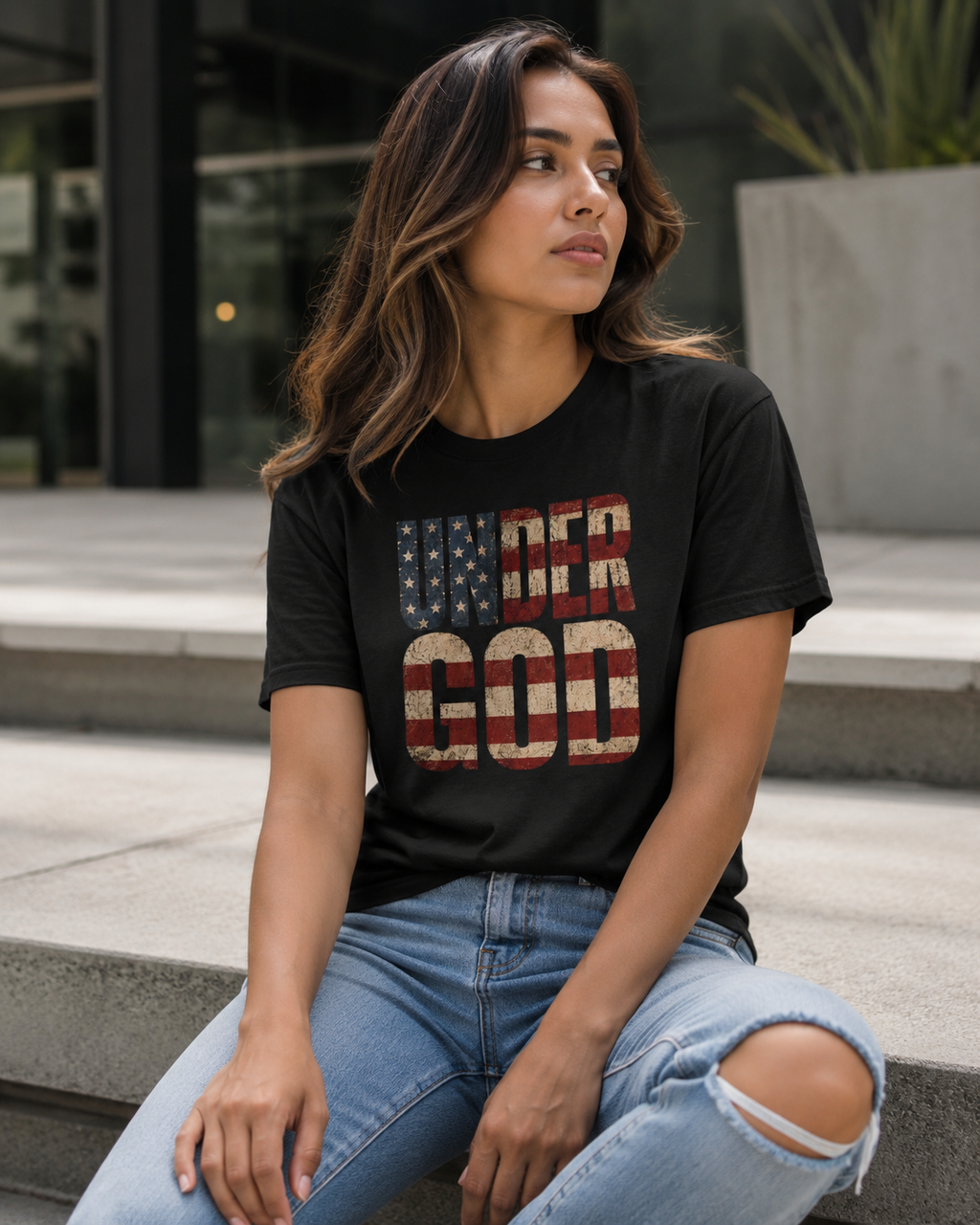Under God Shirt, Patriotic Christian Tee, Faith Freedom Flag Shirt, Christian America Shirt