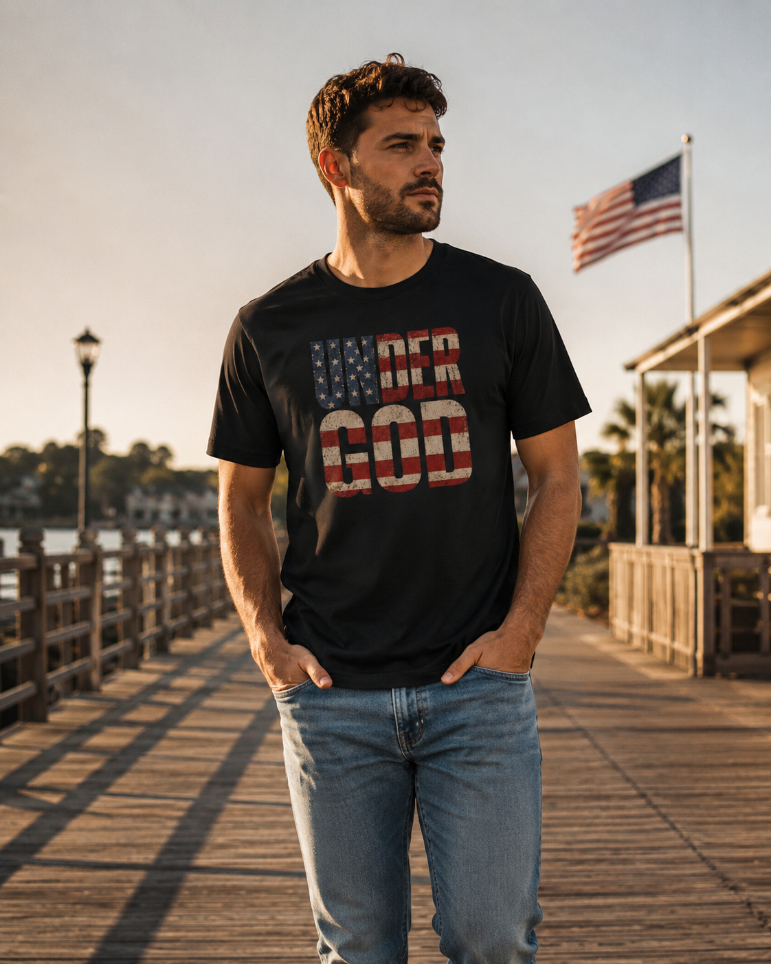 Under God Shirt, Patriotic Christian Tee, Faith Freedom Flag Shirt, Christian America Shirt