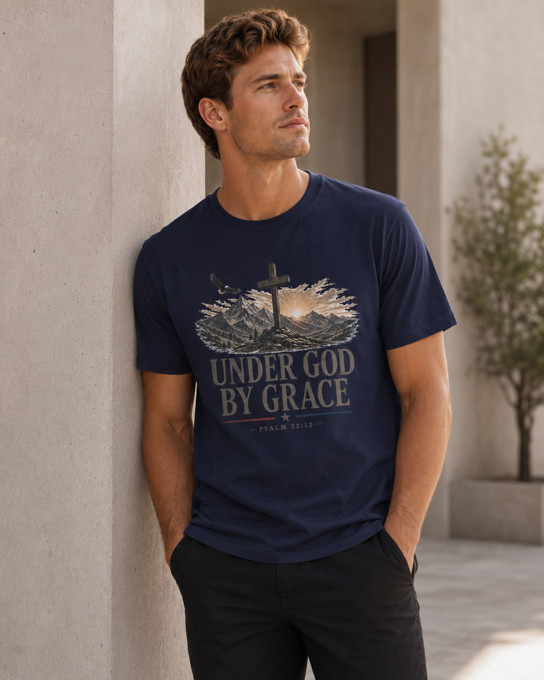 Under God By Grace Shirt, Christian Patriotic Tee, Psalm 33 12 Faith Shirt