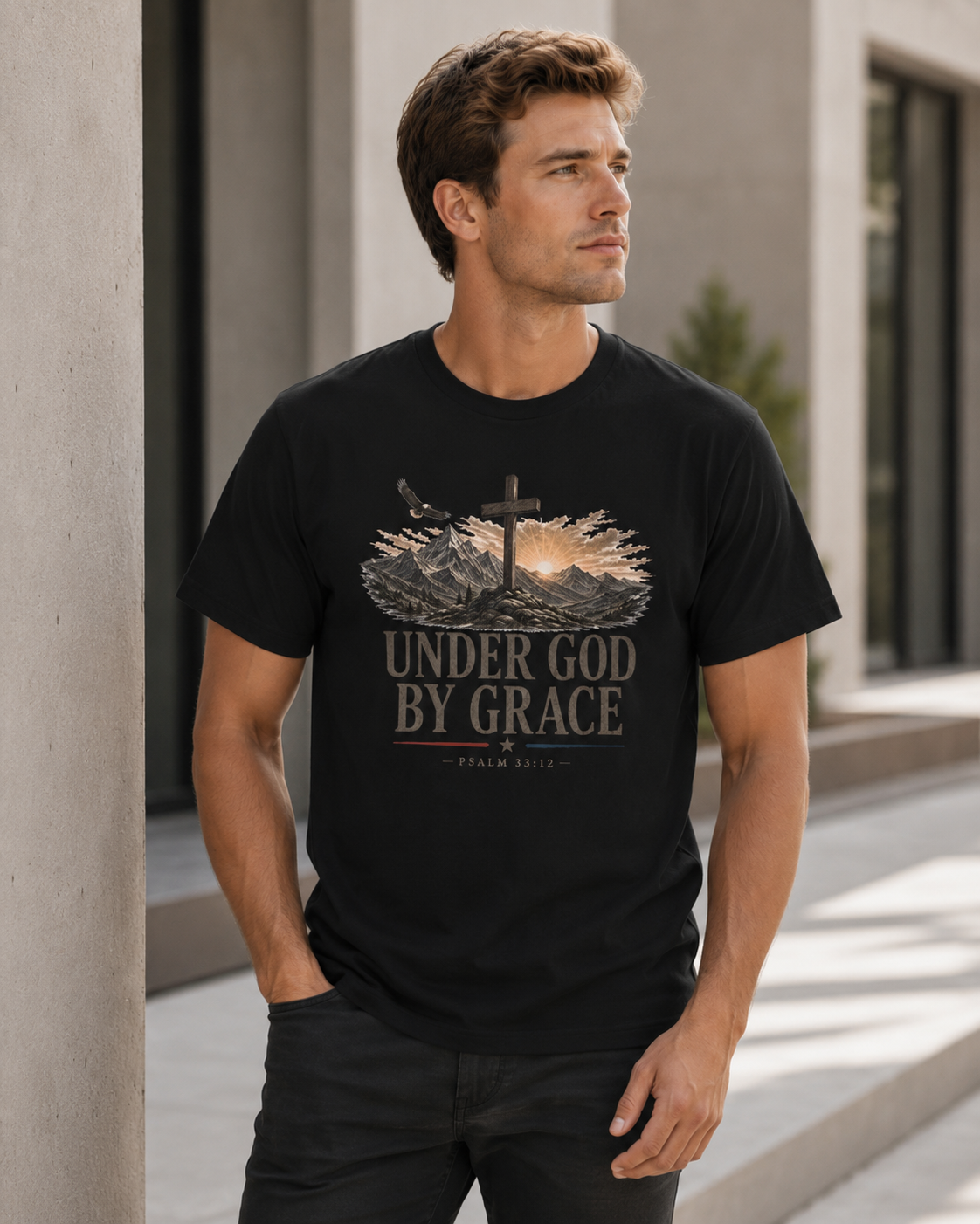 Under God By Grace Shirt, Christian Patriotic Tee, Psalm 33 12 Faith Shirt