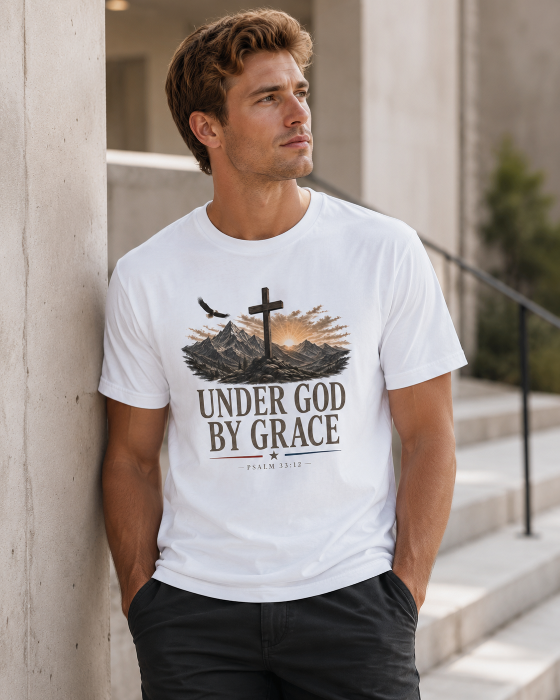 Under God By Grace Shirt, Christian Patriotic Tee, Psalm 33 12 Faith Shirt