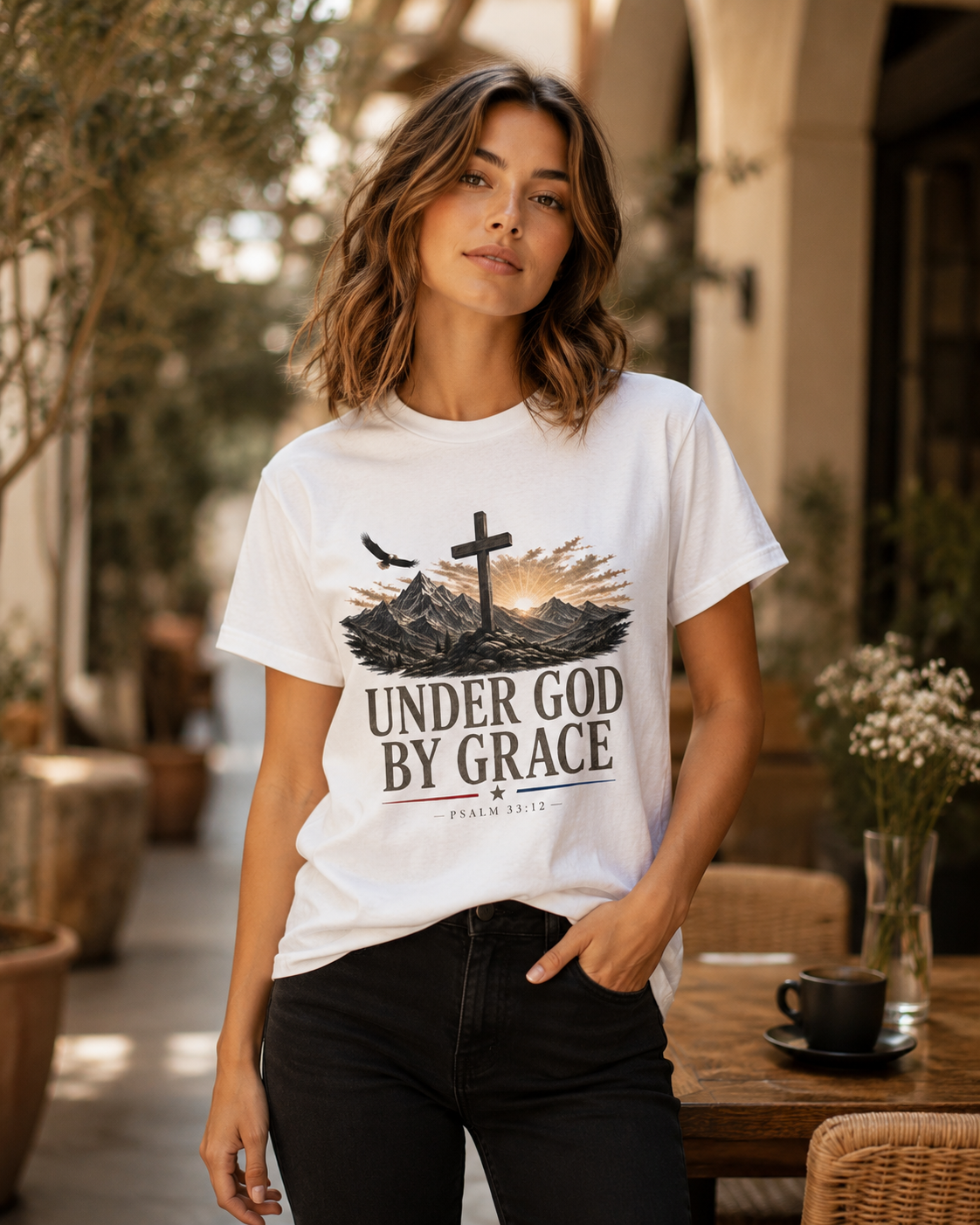 Under God By Grace Shirt, Christian Patriotic Tee, Psalm 33 12 Faith Shirt