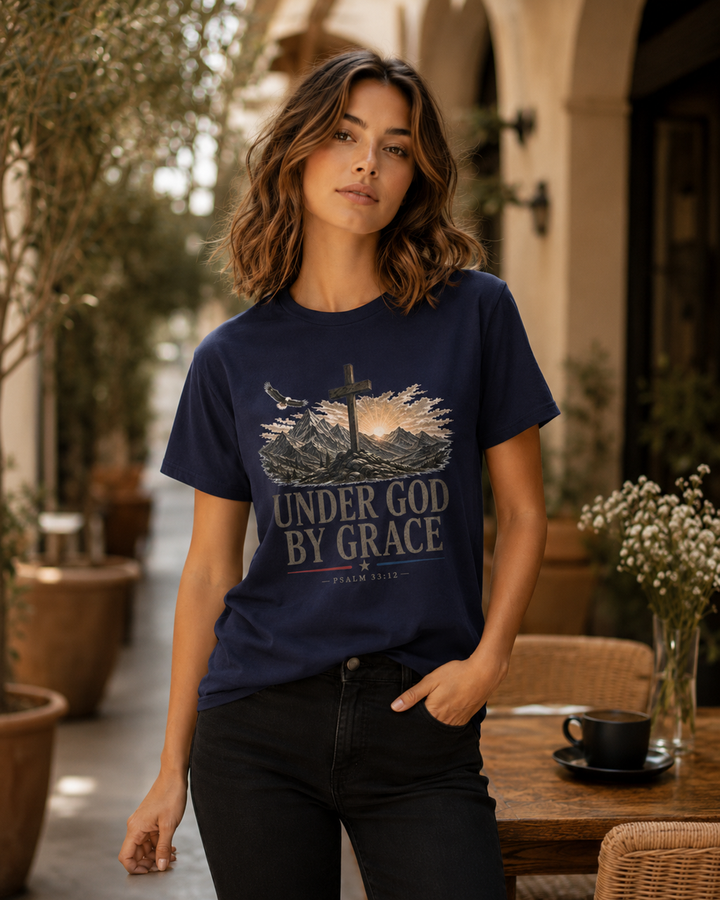 Under God By Grace Shirt, Christian Patriotic Tee, Psalm 33 12 Faith Shirt