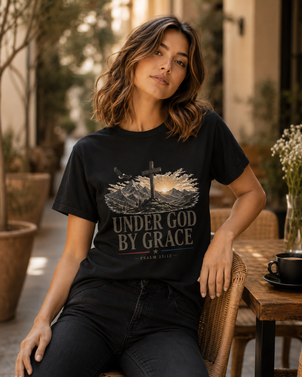 Under God By Grace Shirt, Christian Patriotic Tee, Psalm 33 12 Faith Shirt
