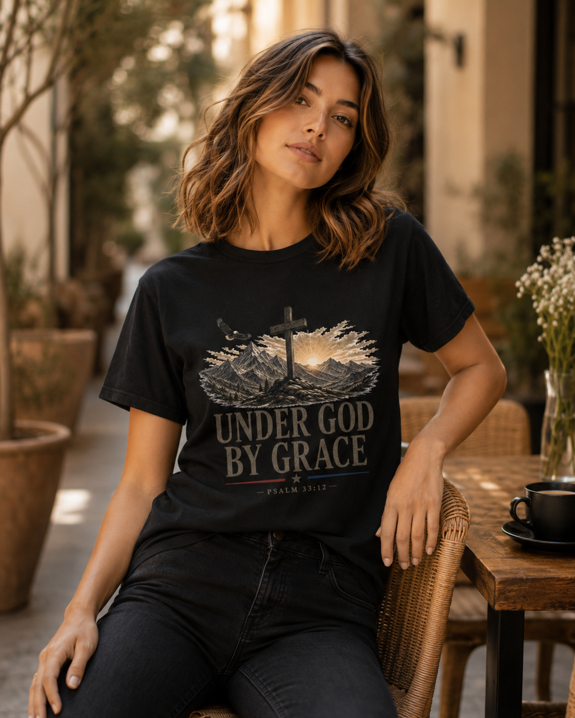 Under God By Grace Shirt, Christian Patriotic Tee, Psalm 33 12 Faith Shirt