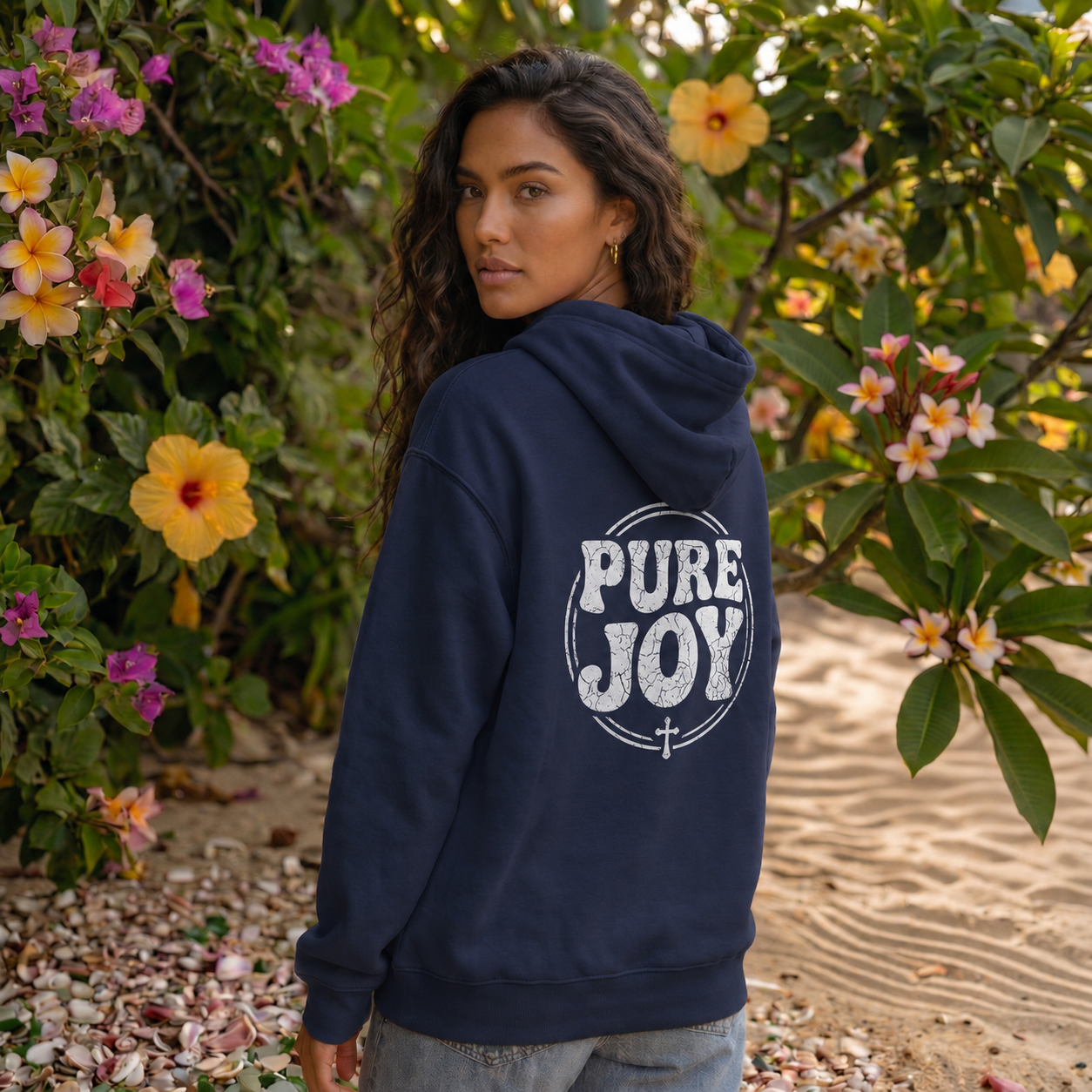Pure Joy circle logo Hoodie | Psalm 16:11 faith scripture sweatshirt