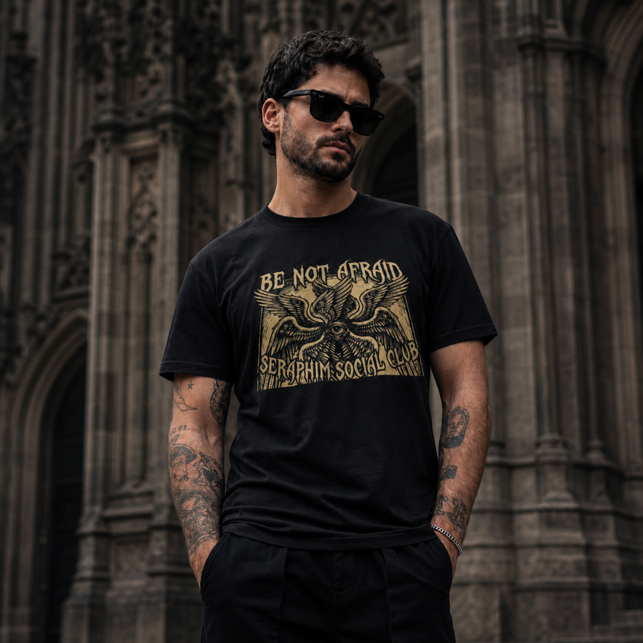 Be Not Afraid Seraphim Social Club T-Shirt | Angelic Seraphim Illustration