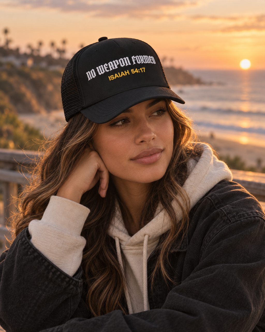 NO WEAPON FORMED Christian Foam Trucker Hat