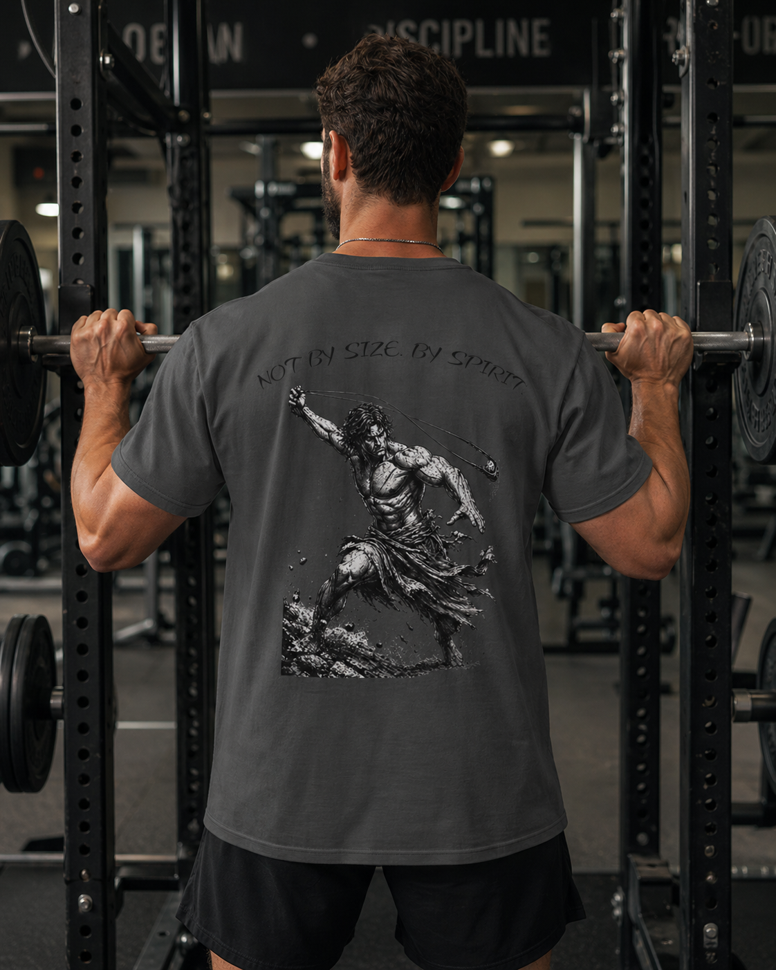 David Sling Shirt, Not By Size By Spirit Christian Tee, 1 Samuel 17 45 Gym Pump Cover, Faith Workout Shirt, Biblical Streetwear