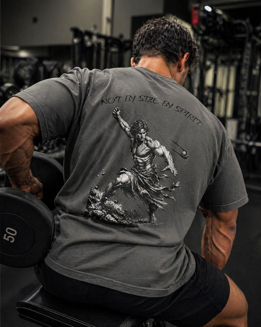 David Sling Shirt, Not By Size By Spirit Christian Tee, 1 Samuel 17 45 Gym Pump Cover, Faith Workout Shirt, Biblical Streetwear