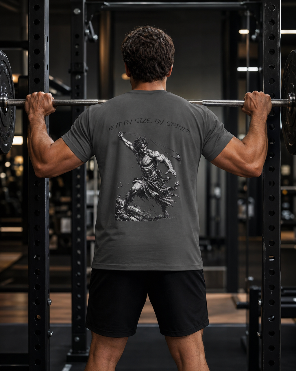 David Sling Shirt, Not By Size By Spirit Christian Tee, 1 Samuel 17 45 Gym Pump Cover, Faith Workout Shirt, Biblical Streetwear