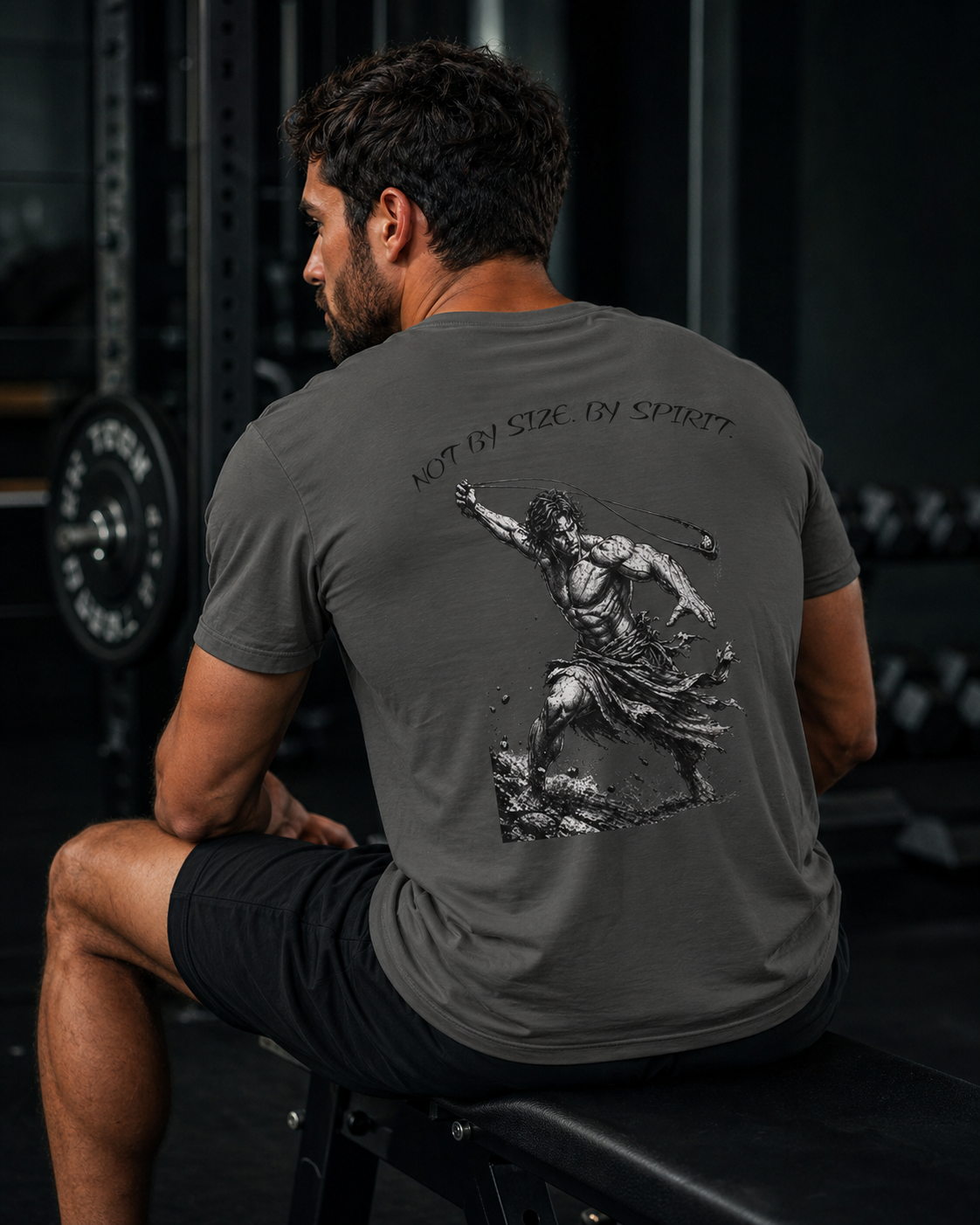 David Sling Shirt, Not By Size By Spirit Christian Tee, 1 Samuel 17 45 Gym Pump Cover, Faith Workout Shirt, Biblical Streetwear