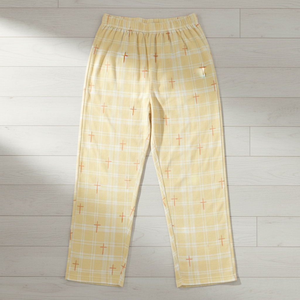 Yellow Pajama Pants | Plaid Cross Pattern