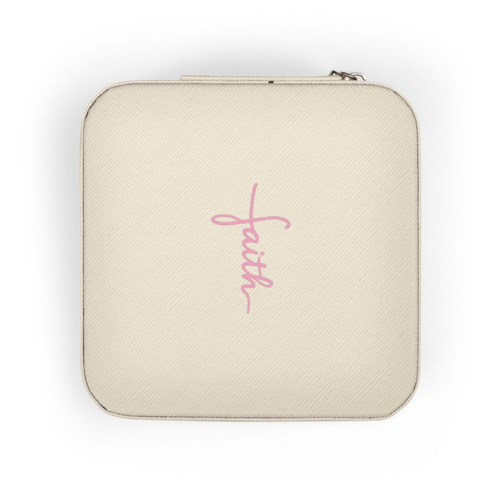 Faith Travel Jewelry Case Christian Jewelry Box Small Zip Organizer Gift for Her Nail Tech or Press On Nail Storage
