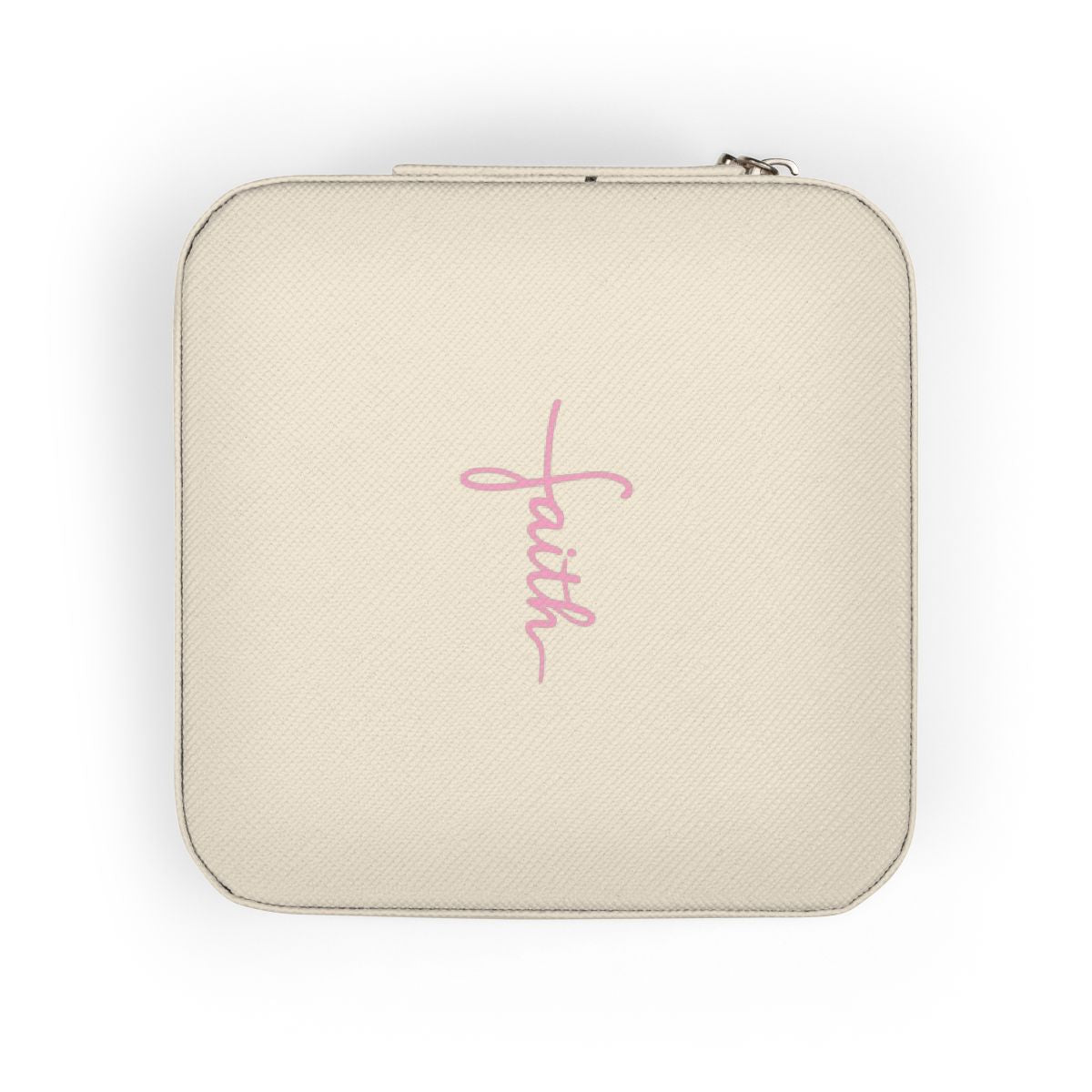 Faith Travel Jewelry Case Christian Jewelry Box Small Zip Organizer Gift for Her Nail Tech or Press On Nail Storage