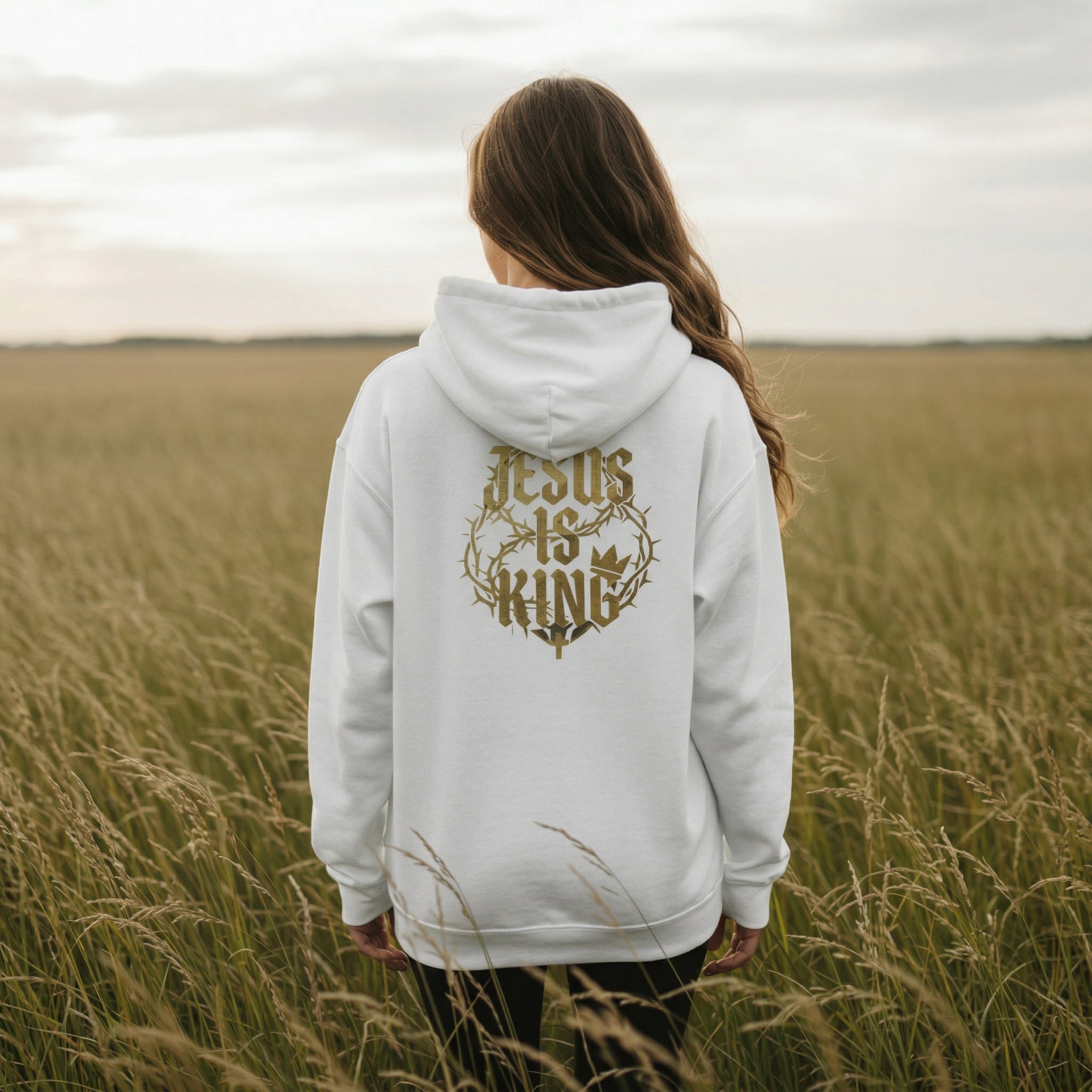 Jesus is King Bold Back Design Faith Based Streetwear Hoodie