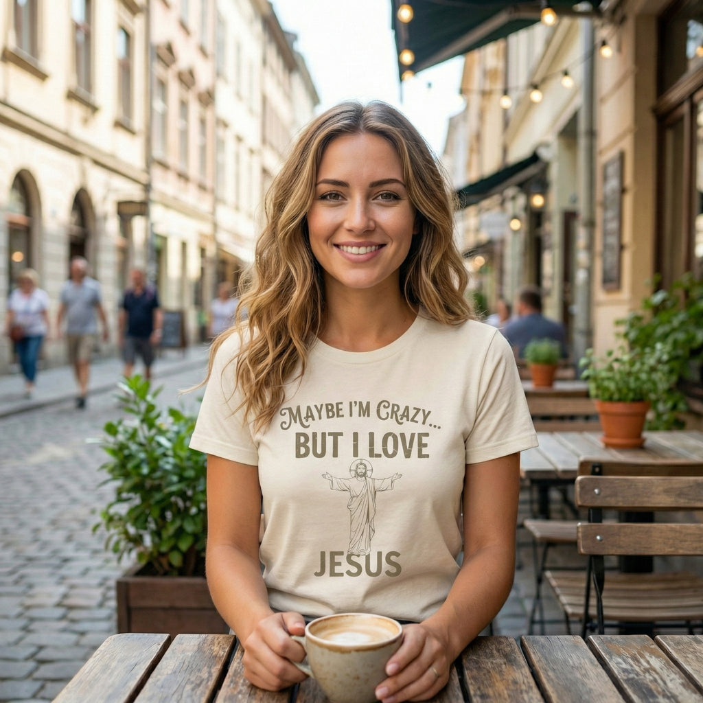 Maybe I'm Crazy, Jesus Love Tee, Unisex Faith Shirt, Christian Gift, Inspirational Apparel, Funny Religious Top, Perfect for Church