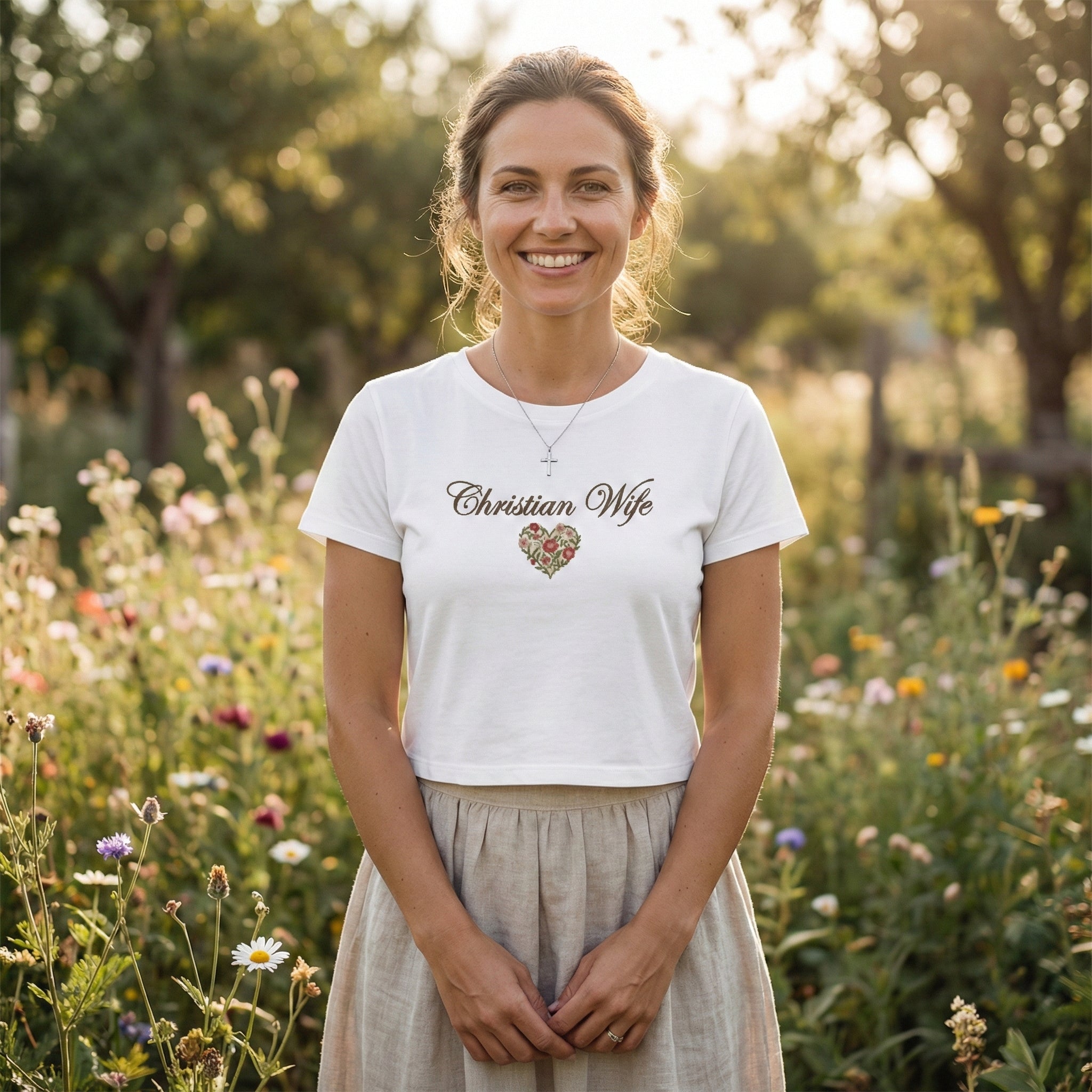 Christian Wife Baby Tee | Floral Heart faith shirt