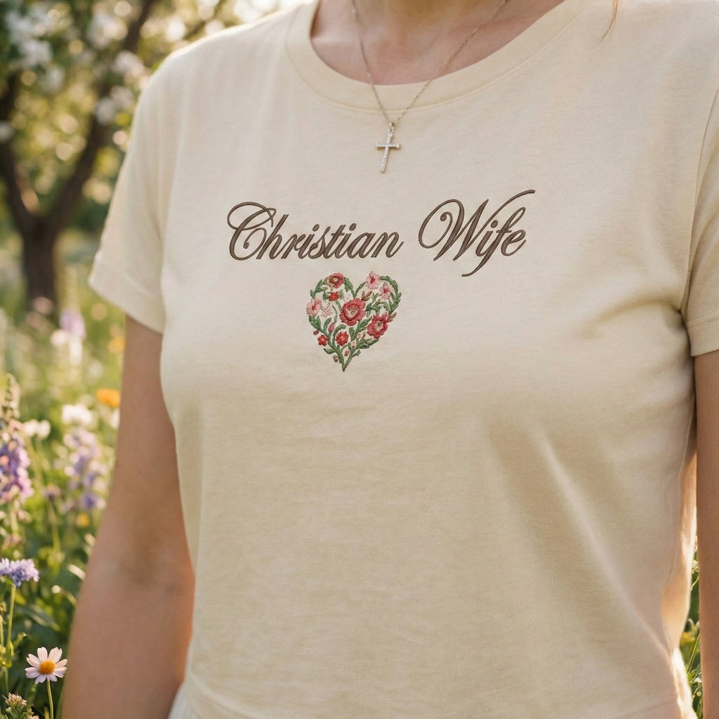 Christian Wife Baby Tee | Floral Heart faith shirt
