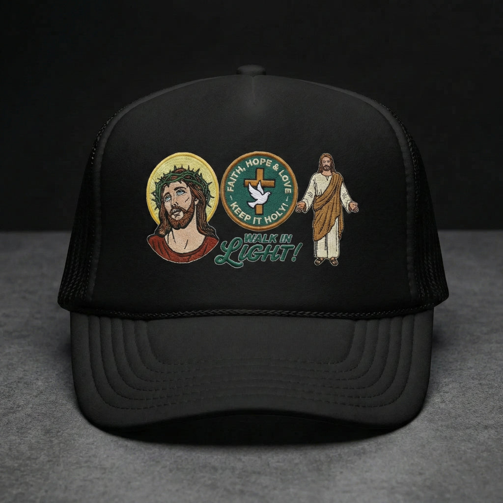 Jesus Foam Trucker Hat, Christian Trucker Cap, Embroidered Jesus Hat, Faith Based Hat, Church Hat, Religious Gift for Him