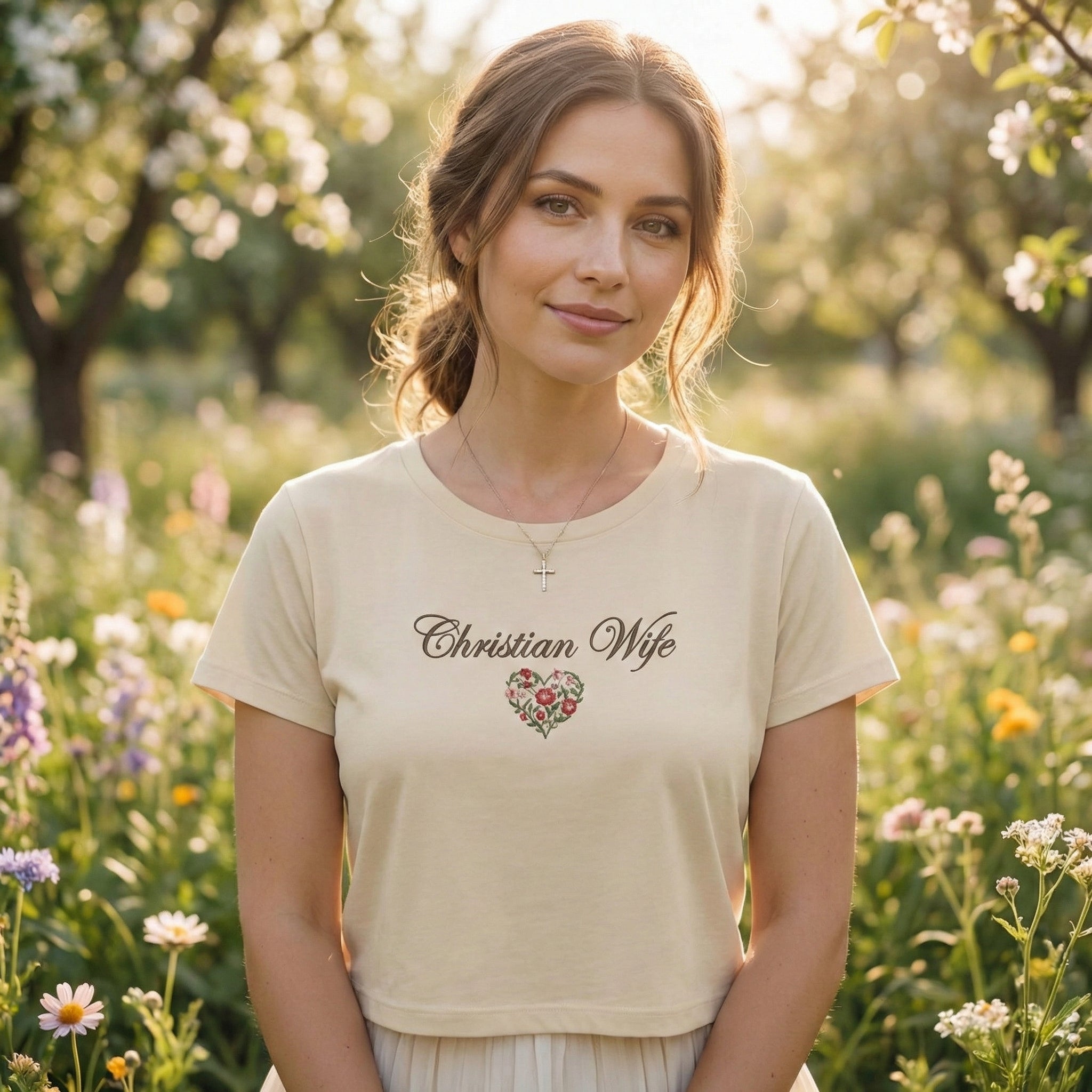 Christian Wife Baby Tee | Floral Heart faith shirt