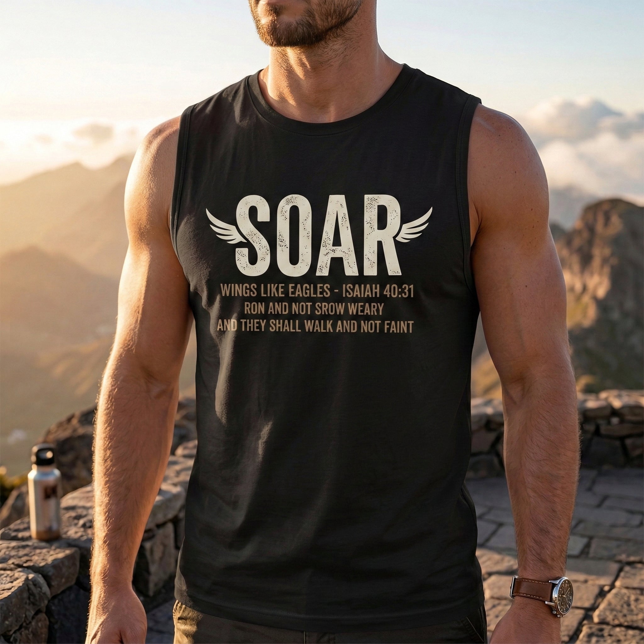 SOAR Isaiah 40:31 Tank Top, Wings Like Eagles Muscle Tank, Christian Workout Shirt, Faith Gym Apparel, Inspirational Unisex Tank