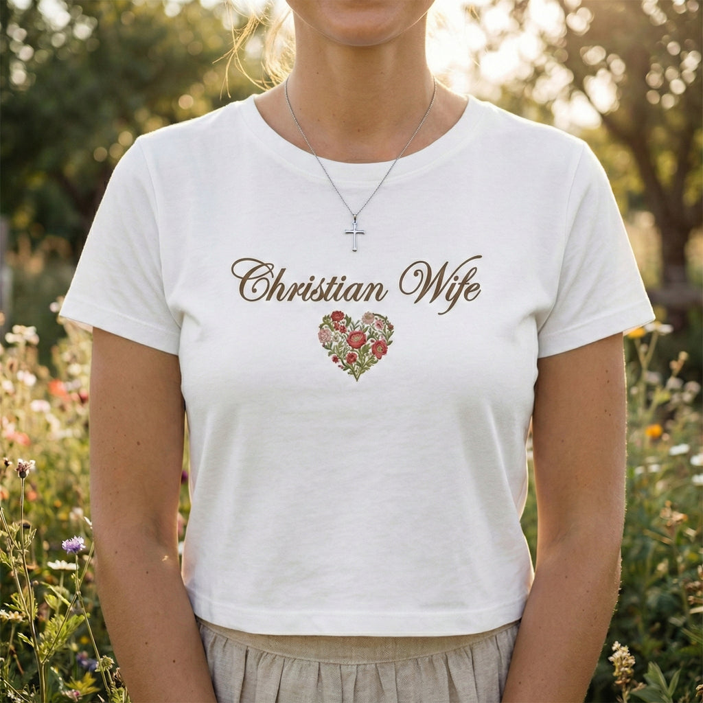 Christian Wife Baby Tee | Floral Heart faith shirt