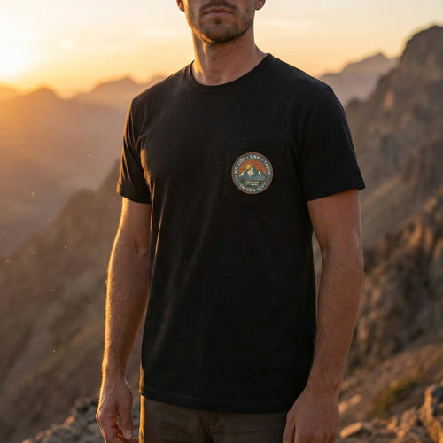 Christian Hiking Pocket Tee, Tended and Kept Badge Shirt, Creation Steward Graphic, Mt Zion Sinai Tabor, National Park Style Tee