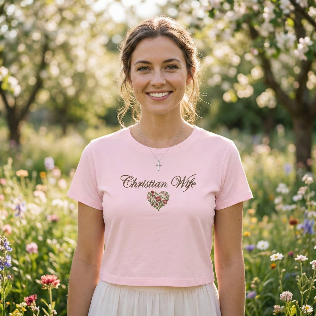 Christian Wife Baby Tee | Floral Heart faith shirt