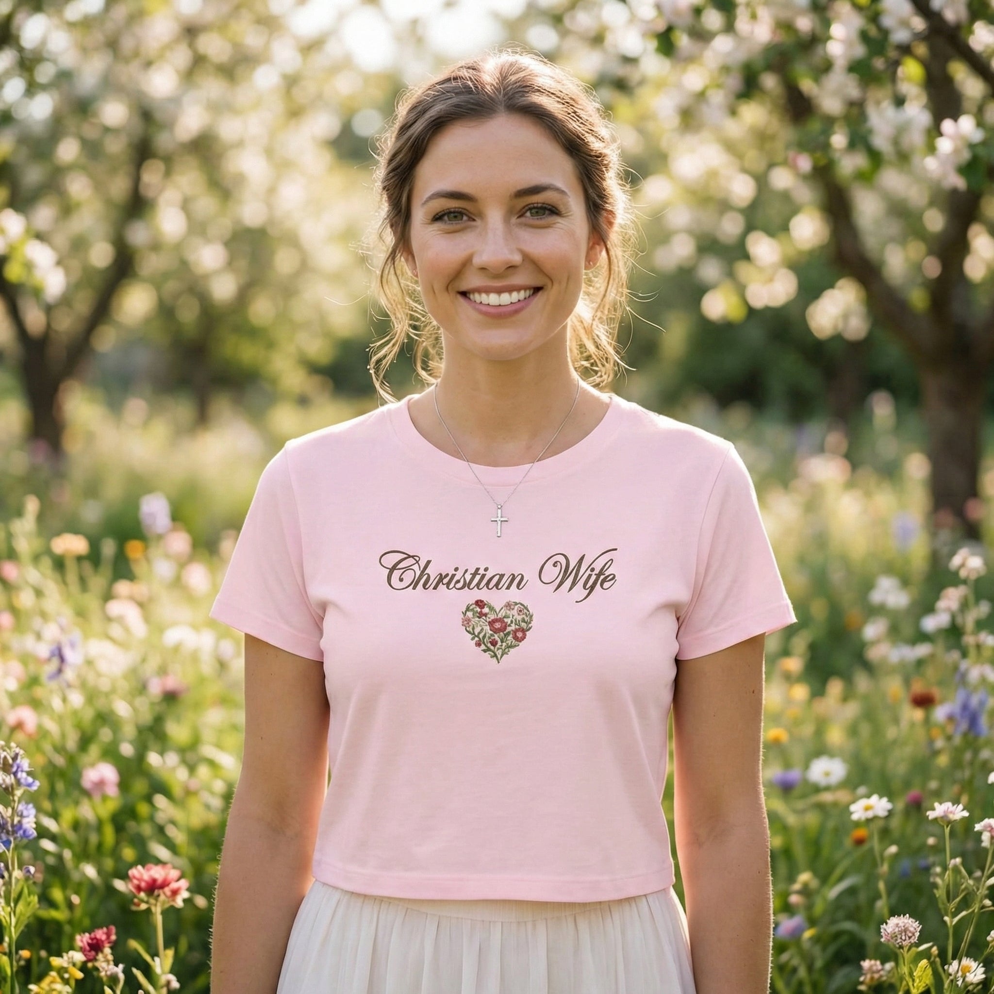 Christian Wife Baby Tee | Floral Heart faith shirt