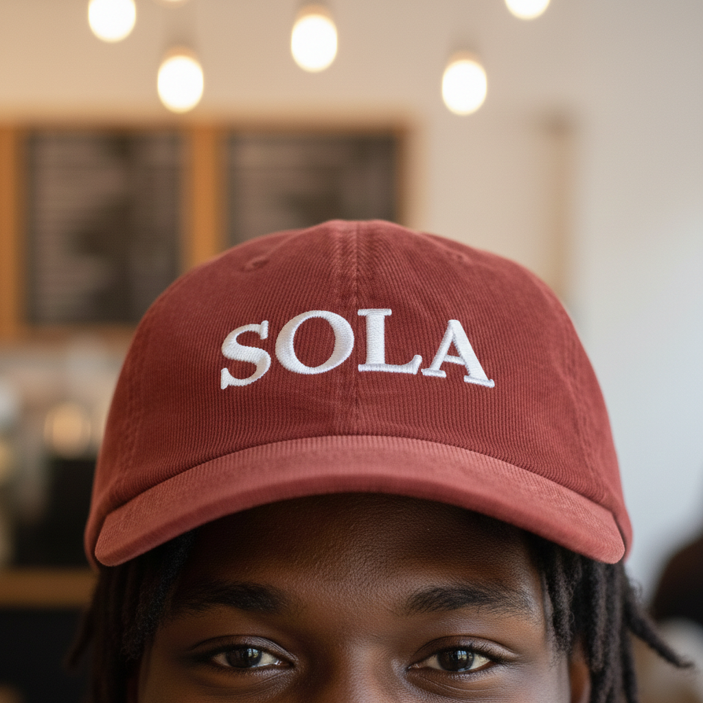 SOLA Corduroy Cap, Embroidered Christian Hat, Minimalist Reformed Baseball Cap, Faith Streetwear, Theology Gift (Embroidery)