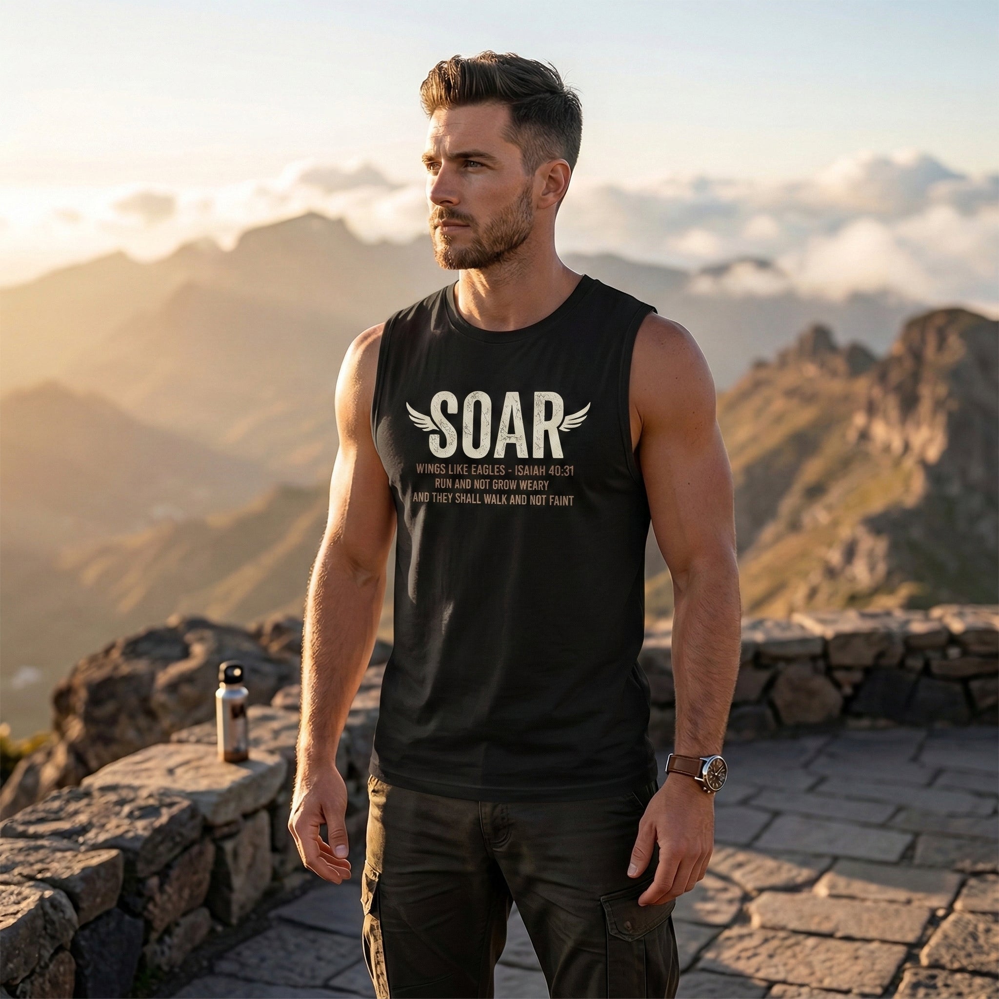 SOAR Isaiah 40:31 Tank Top, Wings Like Eagles Muscle Tank, Christian Workout Shirt, Faith Gym Apparel, Inspirational Unisex Tank