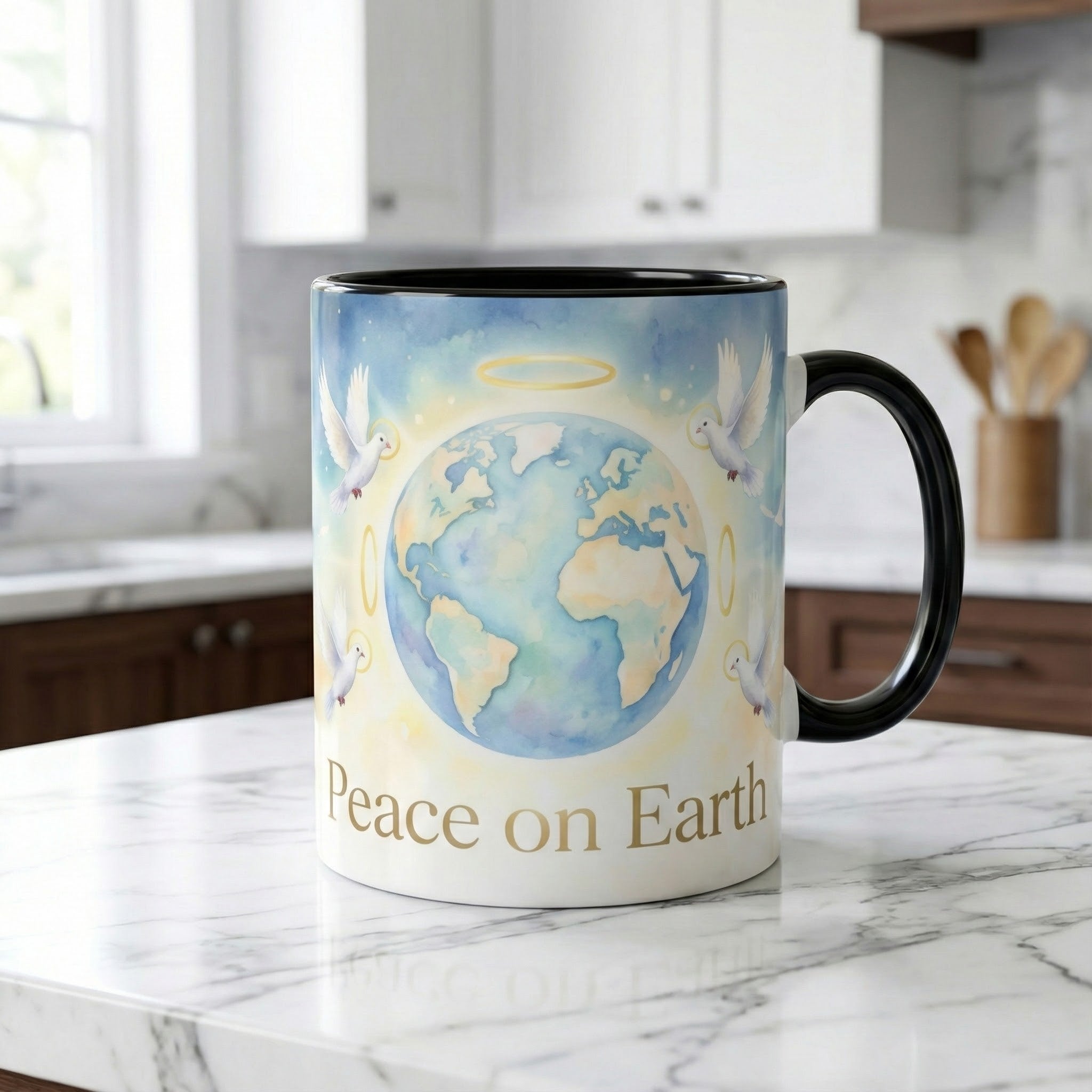 Peace on Earth Dove Globe mug | Accent Coffee Mug 11oz/15oz