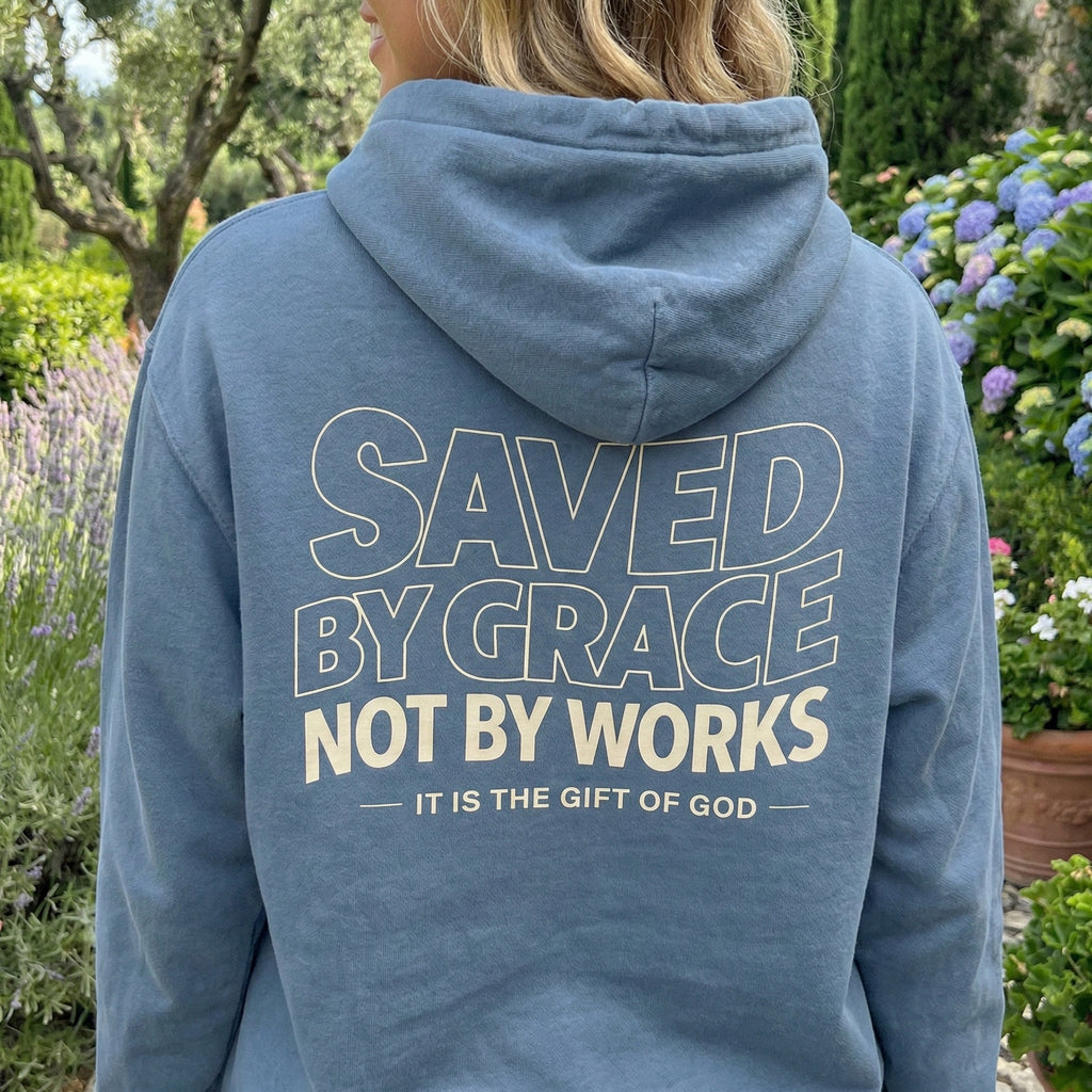 Saved by Grace Hoodie, Eternal Life Christian Pullover, Scripture Sweatshirt