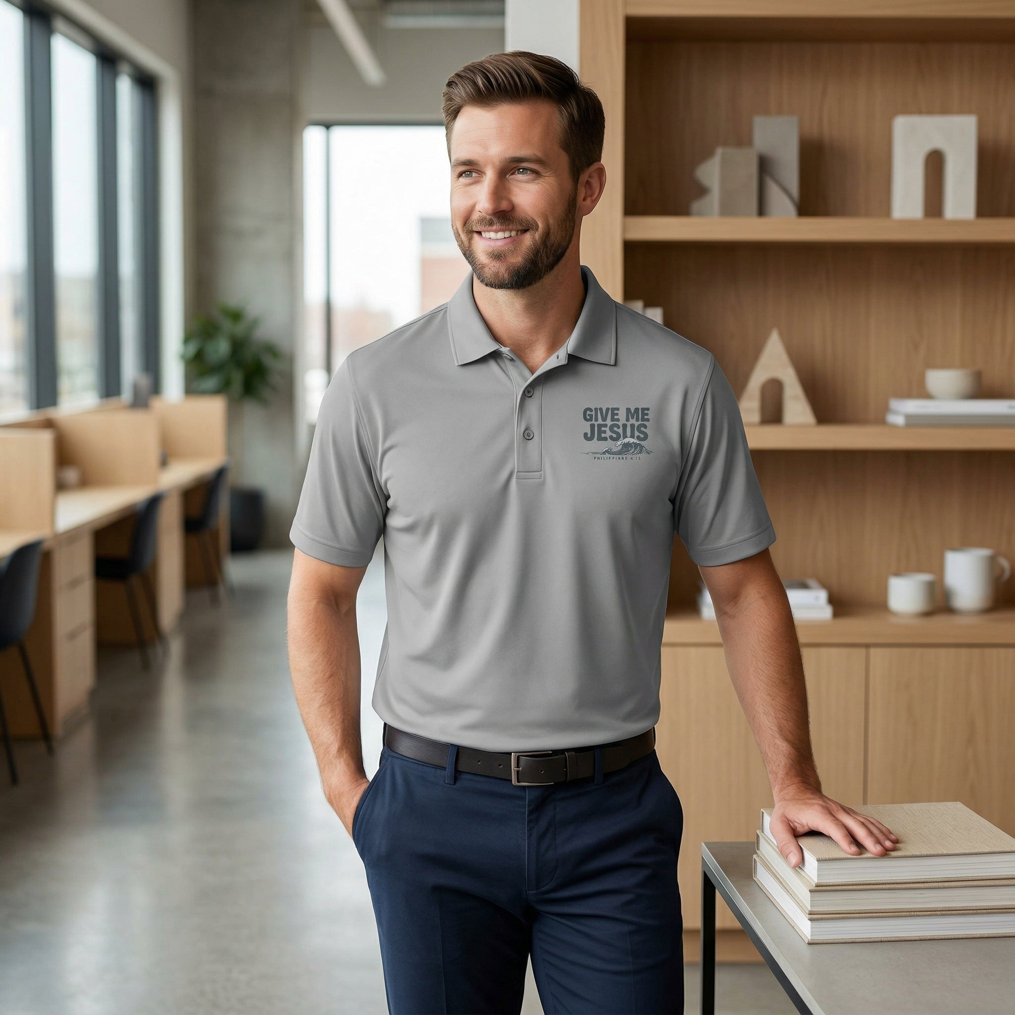 Give Me Jesus polo shirt | Christian faith logo, chest print